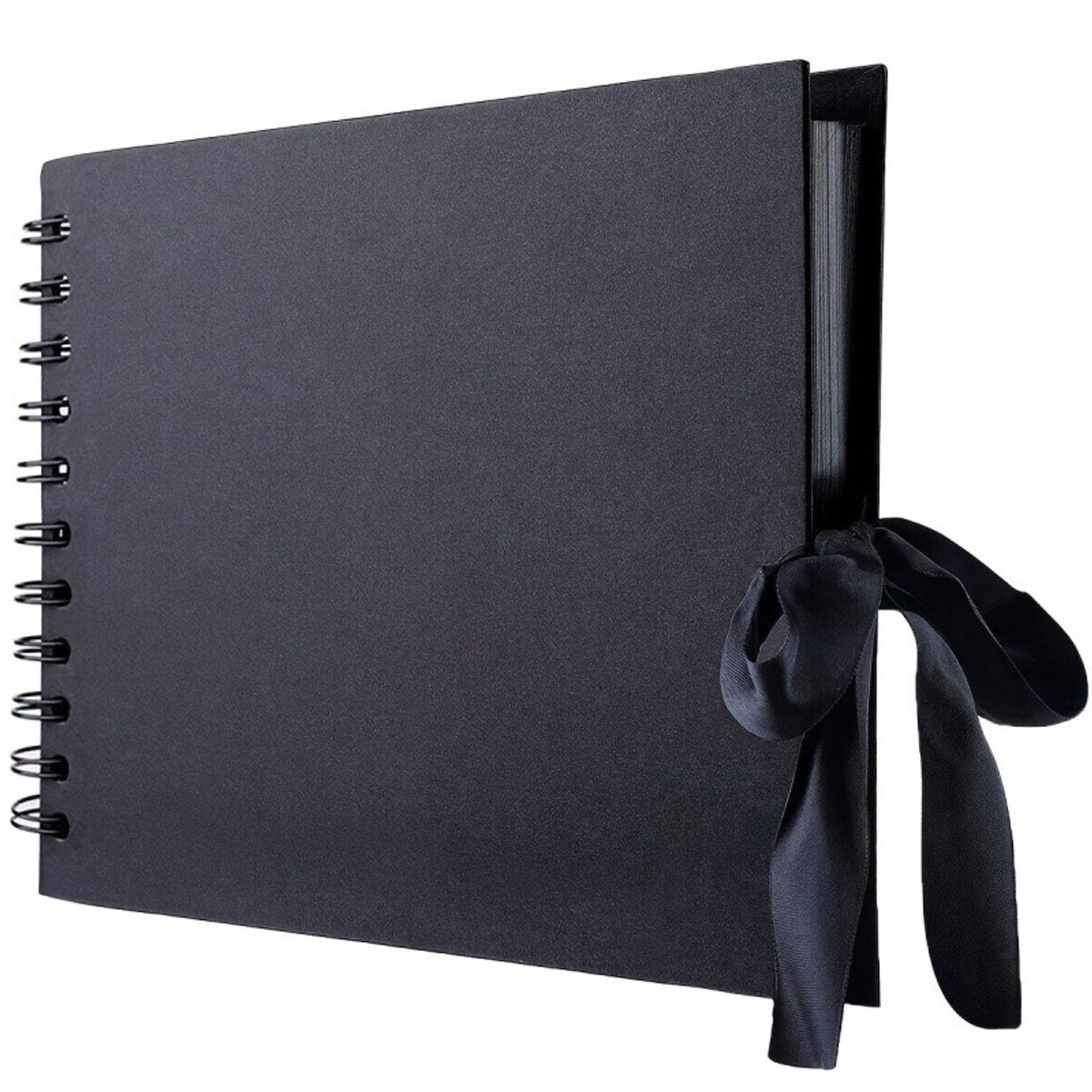DIY-fotoalbum – 30 pagina's – Zelfklevend/inplakmodel – Fotoboek – Scrapbook – Ringband – Gastenboek – Verjaardag – Baby – Zwart – A5 | DIY-fotoboek – Met lint – Geschikt voor baby, bruiloft, verjaardag, kerst, afstuderen