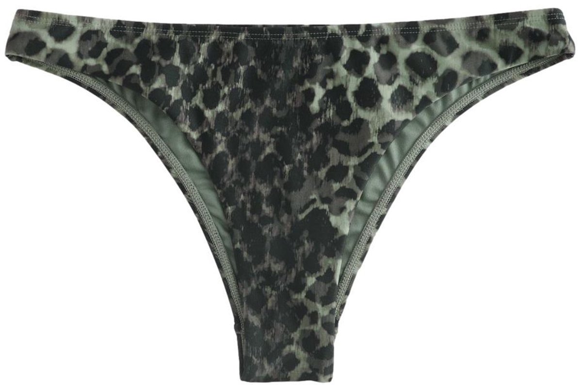 Next Dames - Hoog uitgesneden Braziliaans bikinibroekje - Dierenprint Green/Black Leopard Print