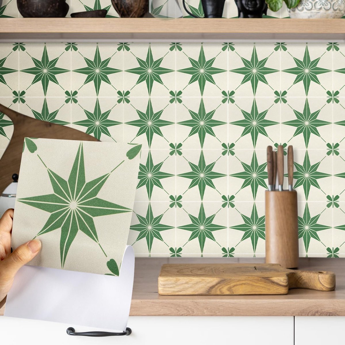 Dailygoods - Groene Tegelstickers - Zelfklevend Vinyl 15 x 15 cm (12 stuks)