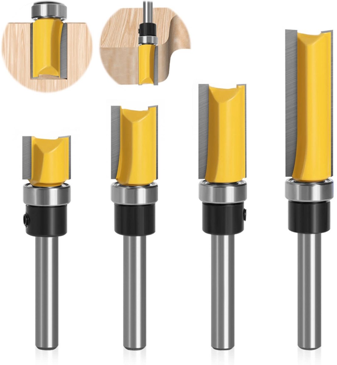 Dailygoods - Set van 4 metalen frezen voor bovenfrezen, 8 mm