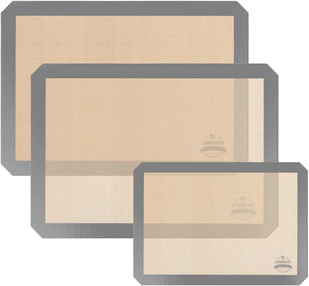 Dailygoods - Siliconen Bakmat Set van 3 - Herbruikbare Anti-aanbak Bakvellen voor Koekjes en Brood
