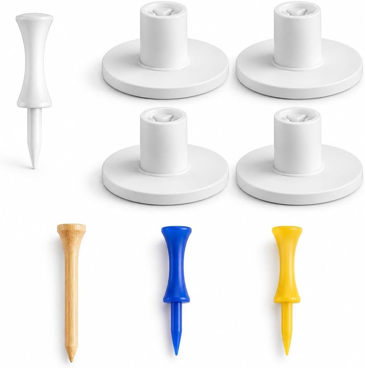 Verstelbare golftees set van 4 voor driving range en golfsimulator, rubberen wintertees en golftraining accessoires voor mannen