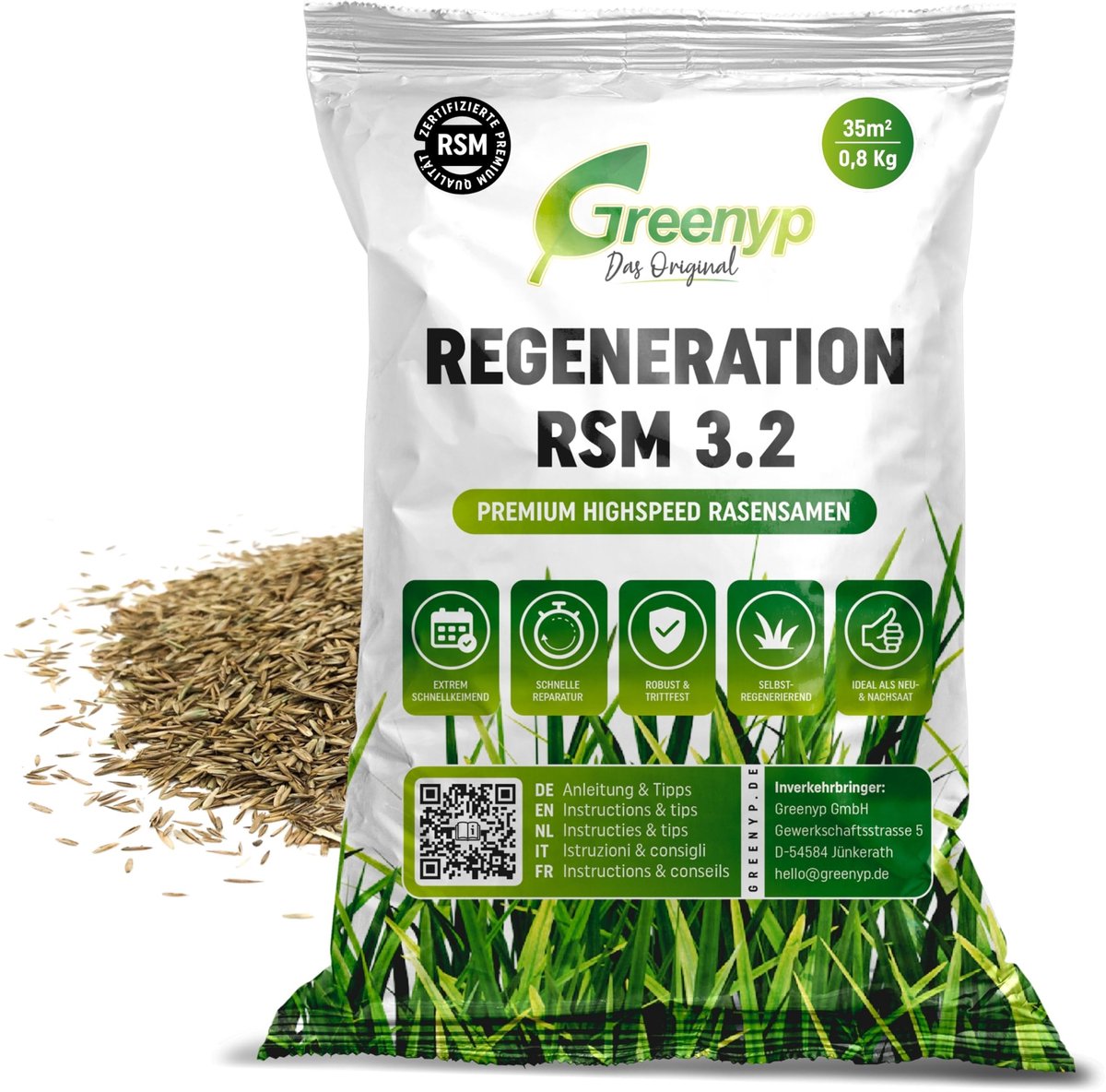 Dailygoods - Greenyp Turbo Nazaai 3.2 I Graszaad - Snelkiemend voor 35m²