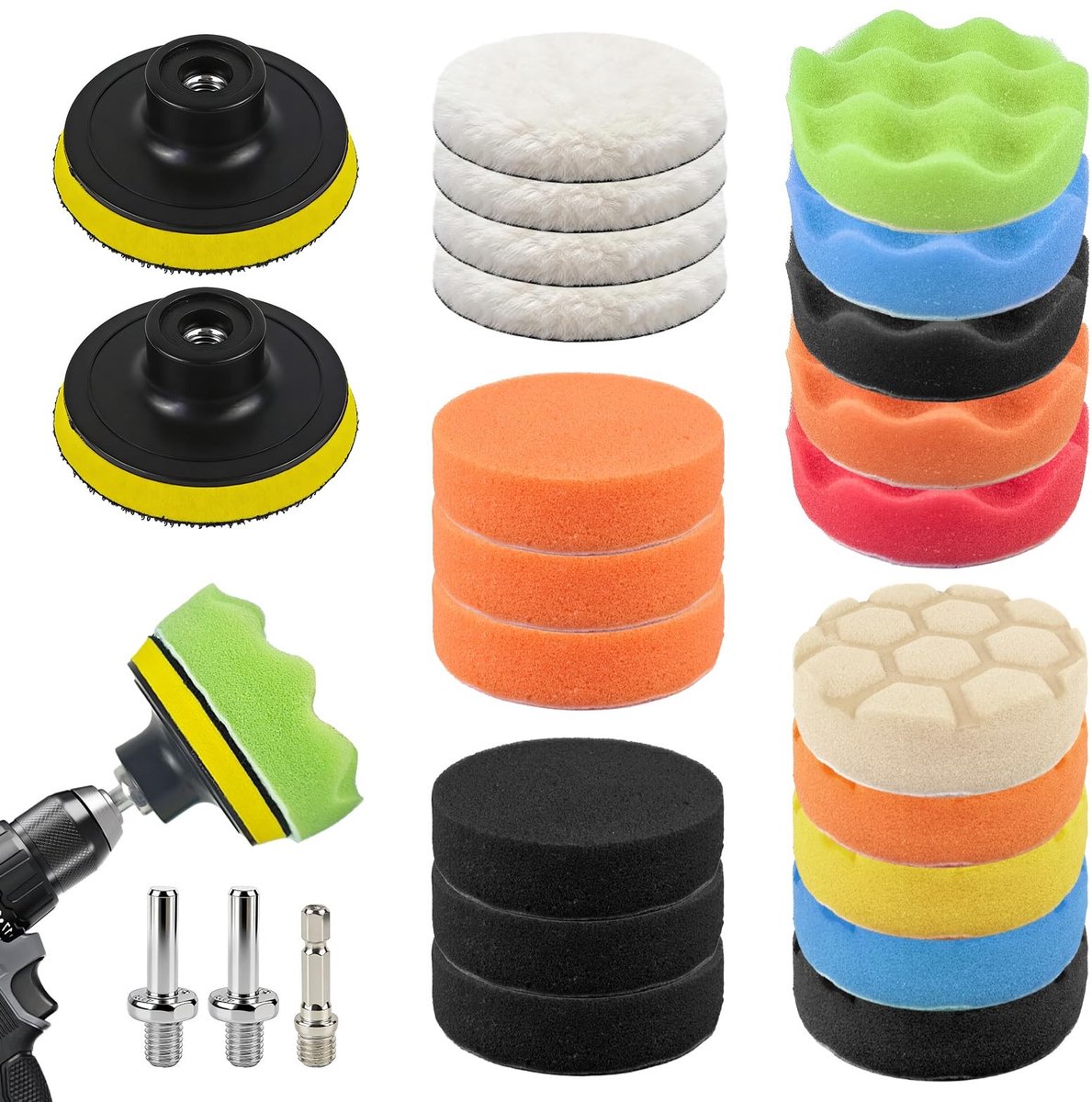 Dailygoods - 25 Stuks 80 mm Polijstsponzen Pads voor Auto - Polijstset