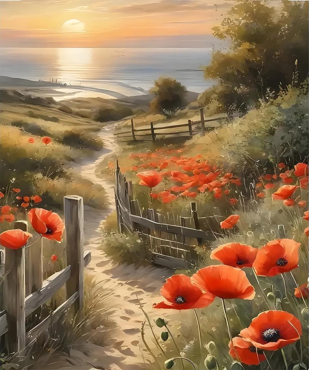 Dailygoods - Schilderen op Nummer voor Volwassenen met Bloemenmotieven, Canvas en Verf Inclusief