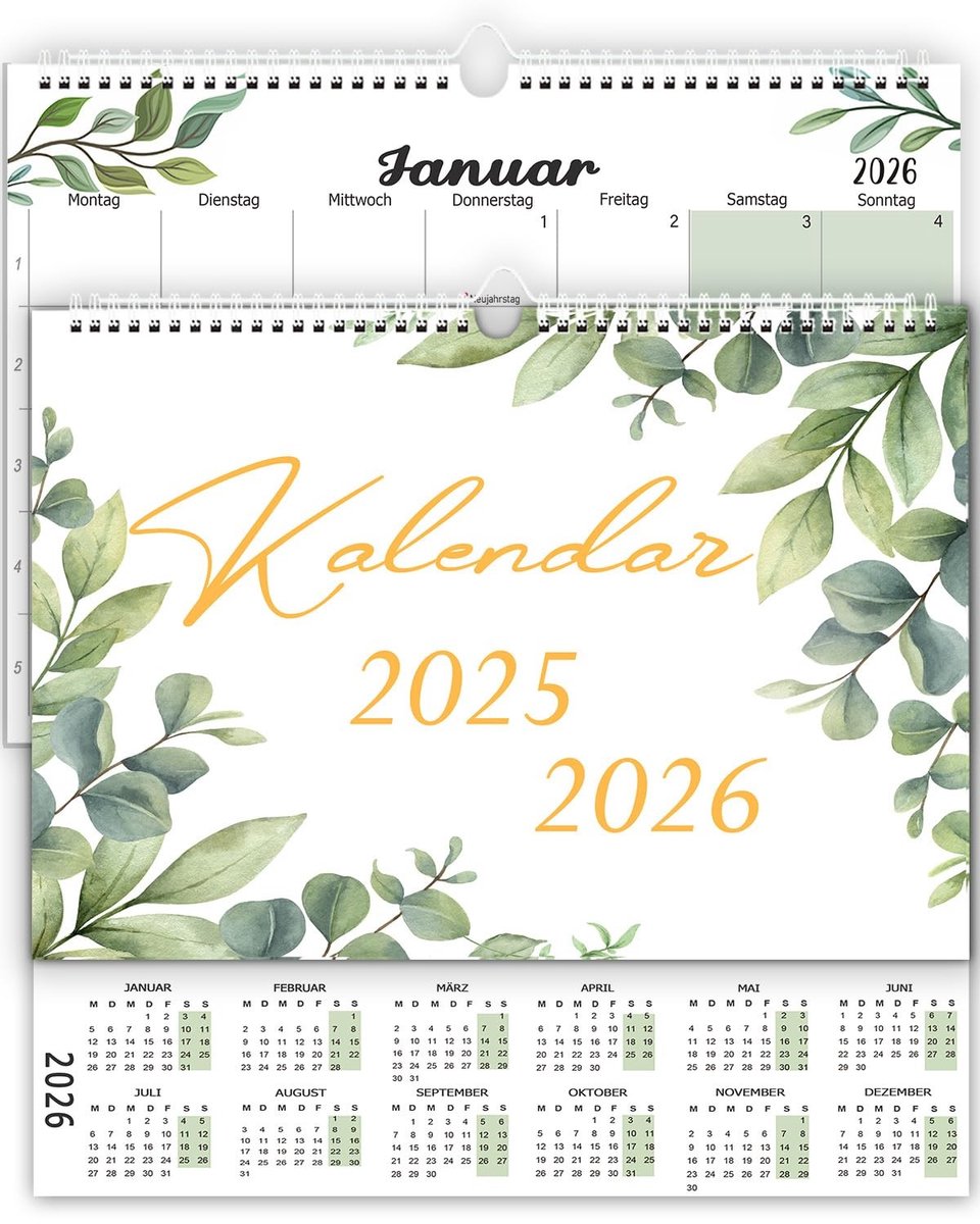 Dailygoods - Wandkalender 2026 A4 - Maandoverzicht en Planning van November 2025 tot December 2026