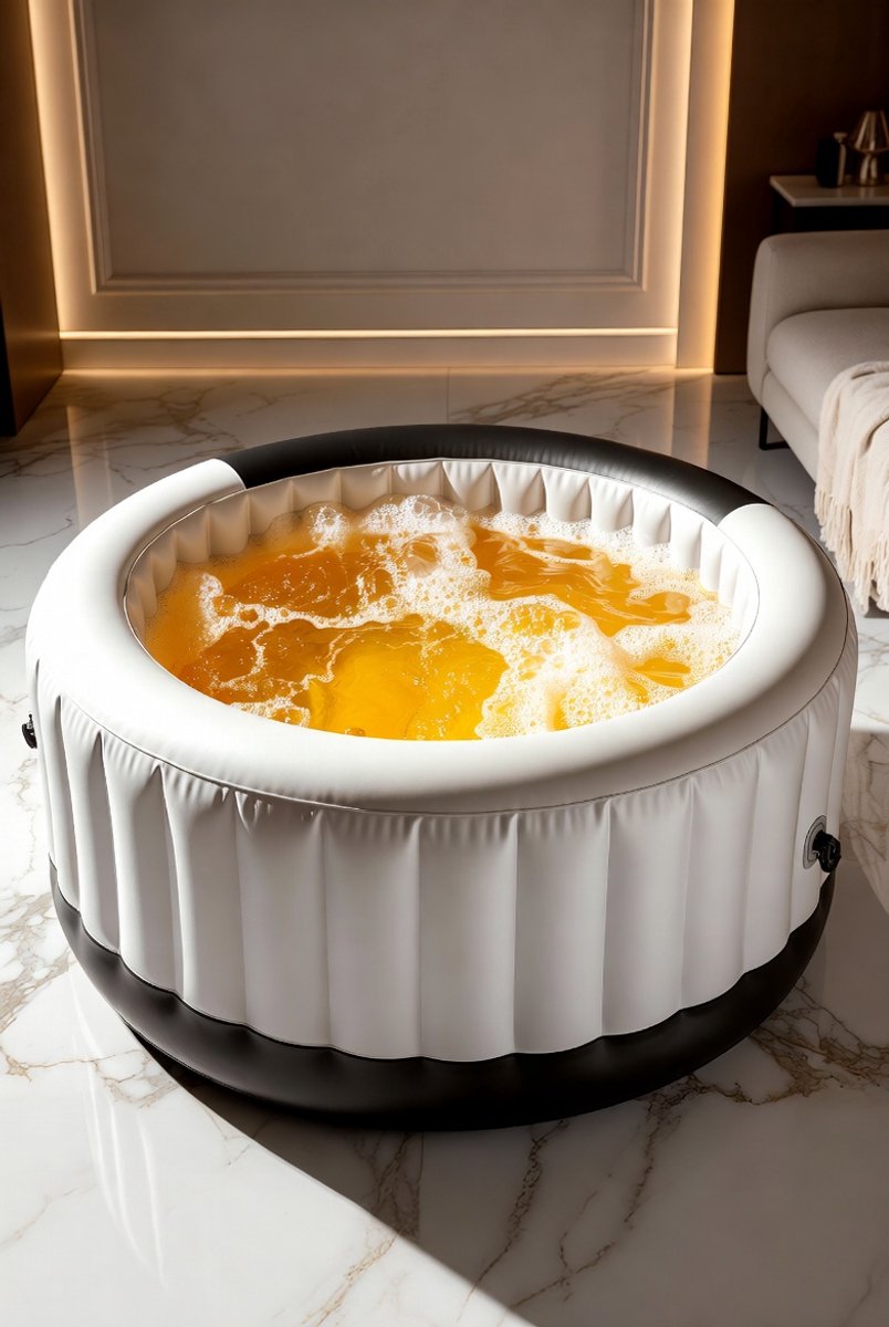 LuxeSpa Pro Opblaasbare Jacuzzi 4-6 Personen – 206x71 cm – Outdoor Hottub met 150 Massagejets, 40°C Verwarming, LED Verlichting, Thermodeksel en Snelverwarming MedaHomeStore