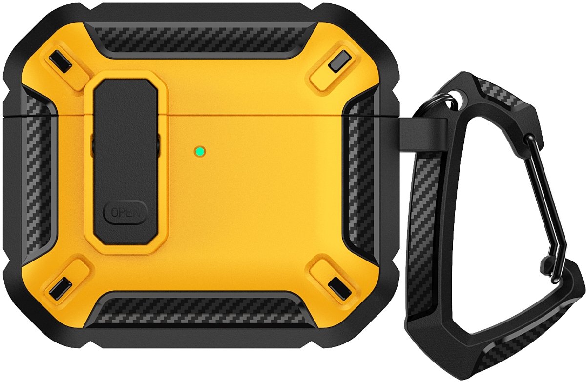 Mobigear Hoesje geschikt voor Apple AirPods 4 Hardcase Hoesje | Mobigear Armor Clip - Geel
