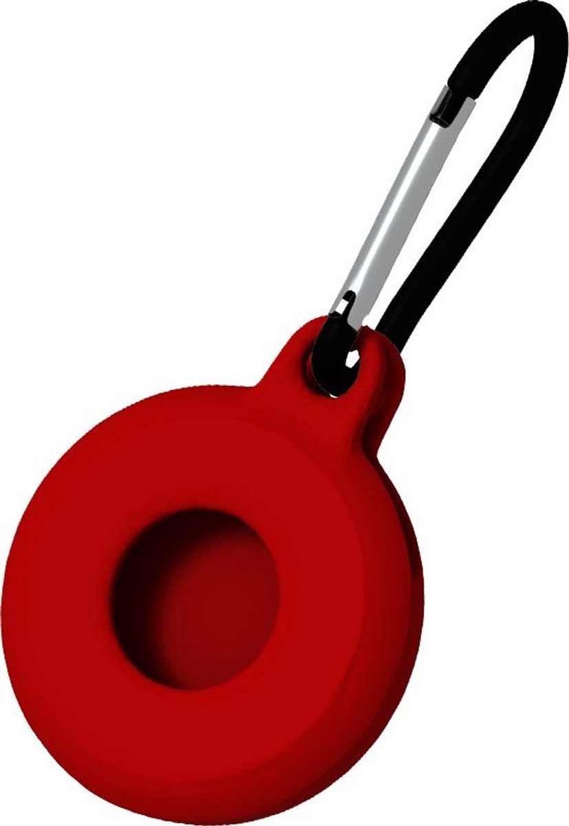 Mobigear Hoesje geschikt voor Apple AirTag Hoesje Flexibel TPU | Mobigear Circle Key Sleutelhanger - Rood