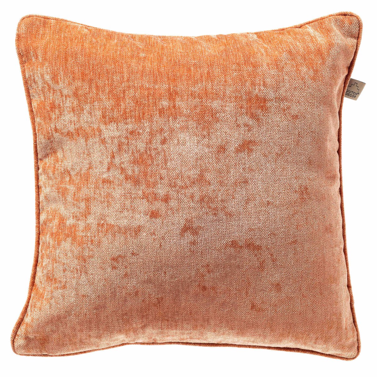 Dutch Decor LEWY - kussenhoes 45x45 cm - glansvelours - Brandied Melon - oranje - met rits - zonder binnenkussen