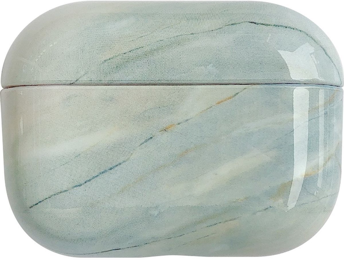 Mobigear Hoesje geschikt voor Apple AirPods Pro 2 Hardcase Hoesje | Mobigear Marble - Blauw / Grijs