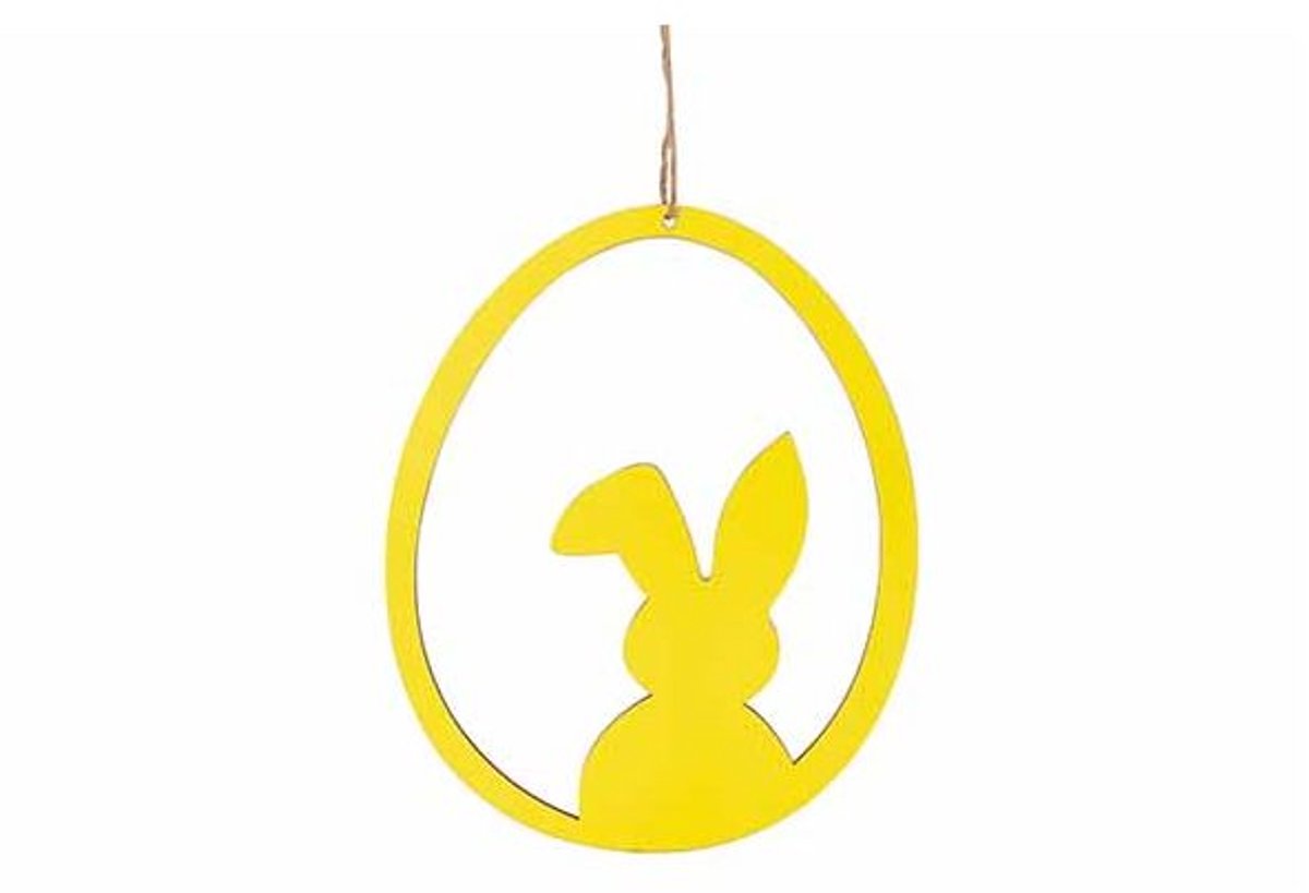 Ei Hanger Open Rabbit Geel 16x,3xh20cm Ovaal Hout