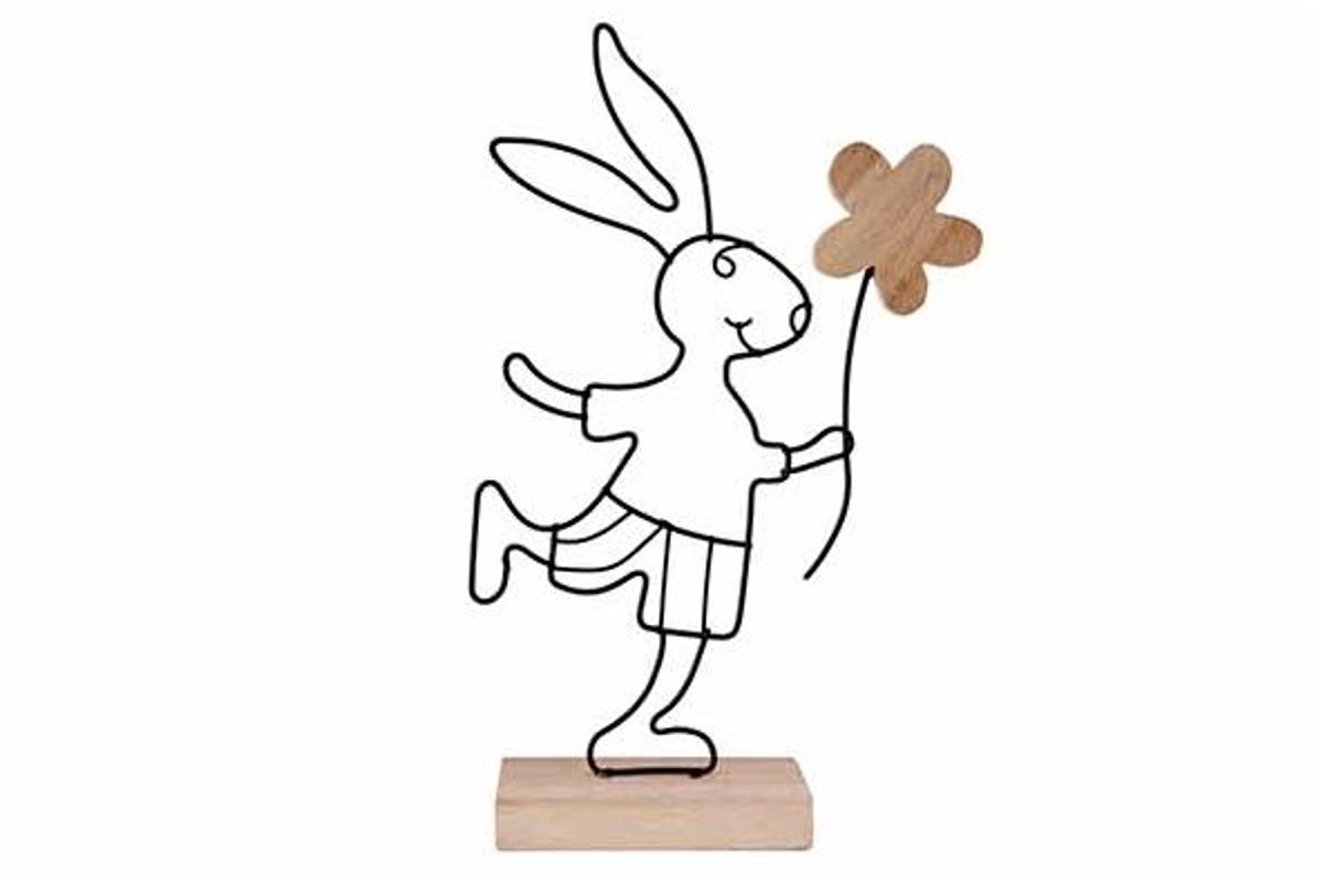 Konijn Flower Wooden Stand 13,5x4xh20,5c M Langwerpig Metaal