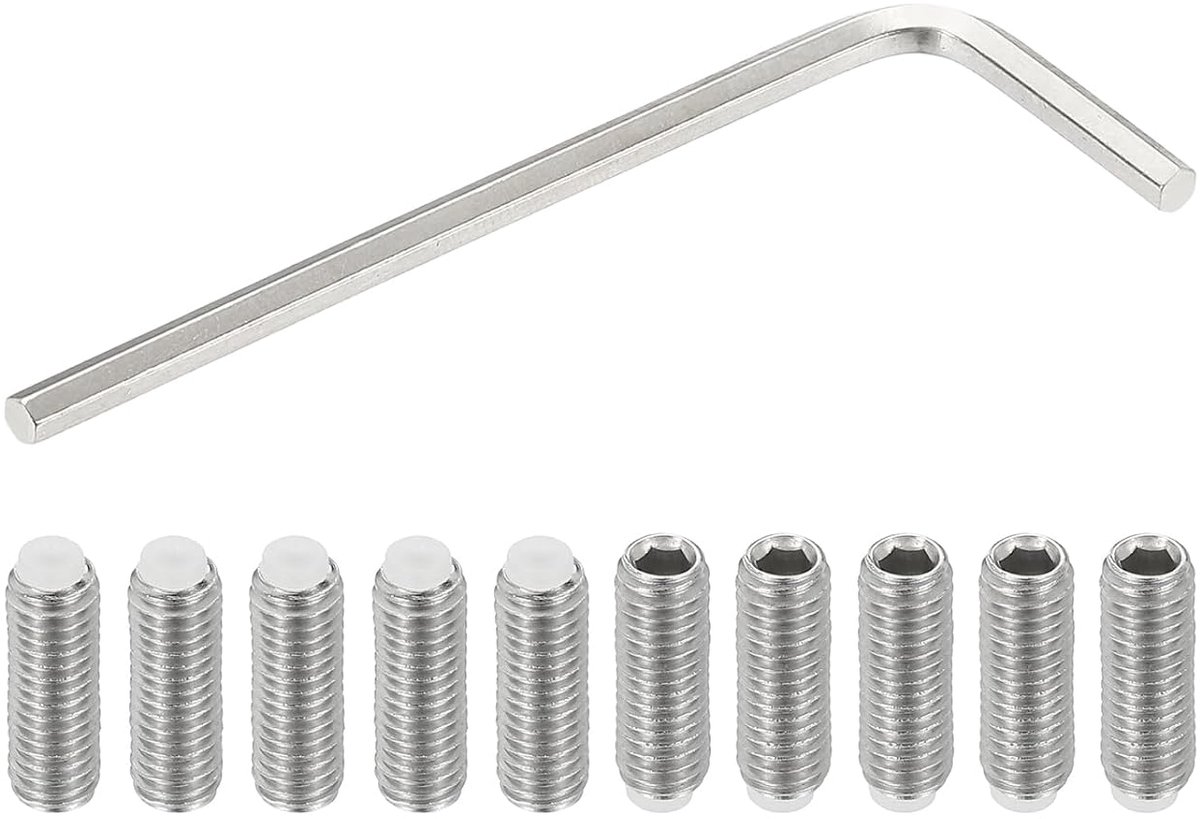 M5 x 14 mm schroeven zonder kop, nylon, 10 stuks van roestvrij staal 304, zeskantkop, metrisch, hol, antislip, binnenzeskant aandrijving met zeskantsleutel