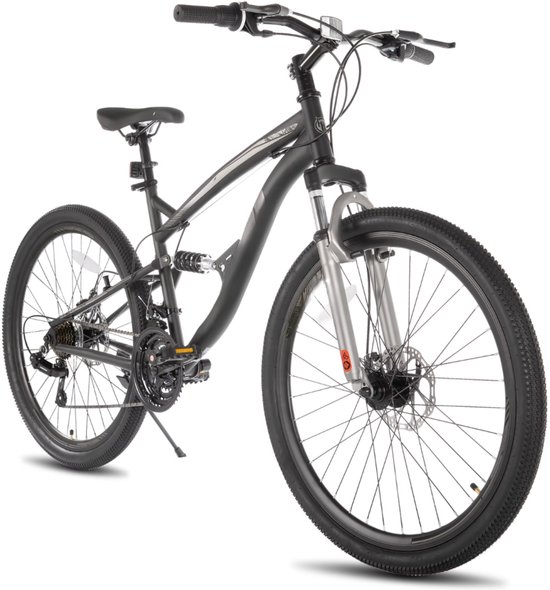Mountainbike - Voor heren en dames / volwassenen - 21 versnellingen, volledige vering, dubbele schijfrem - 66 cm, zwart — afbeelding 5