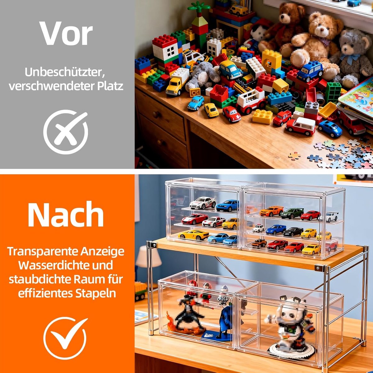 3-laagse acryl vitrine met magneetdeur, zelfmonteerbaar acrylprunkstuk voor actiefiguren, miniaturen en verzamelstukken, hoogwaardige plexiglaskast met magneetsluiting (27 x 18 x 21 cm)