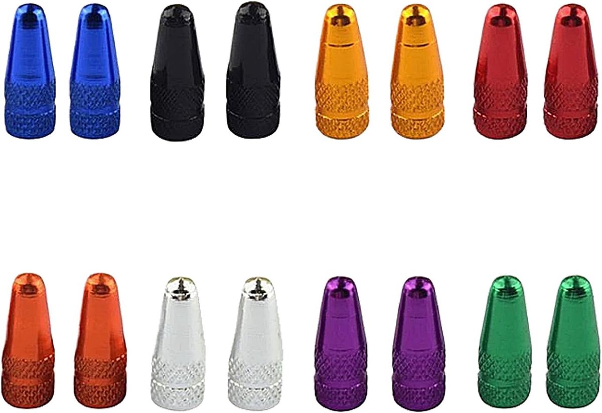 Ventieldoppen voor fiets, fietsventielset, meerkleurig, Frans | aluminium, fietsstofdoppen, Sclaverandventiel, kap stofbeschermhoezen, afdekking, gekleurde accessoires