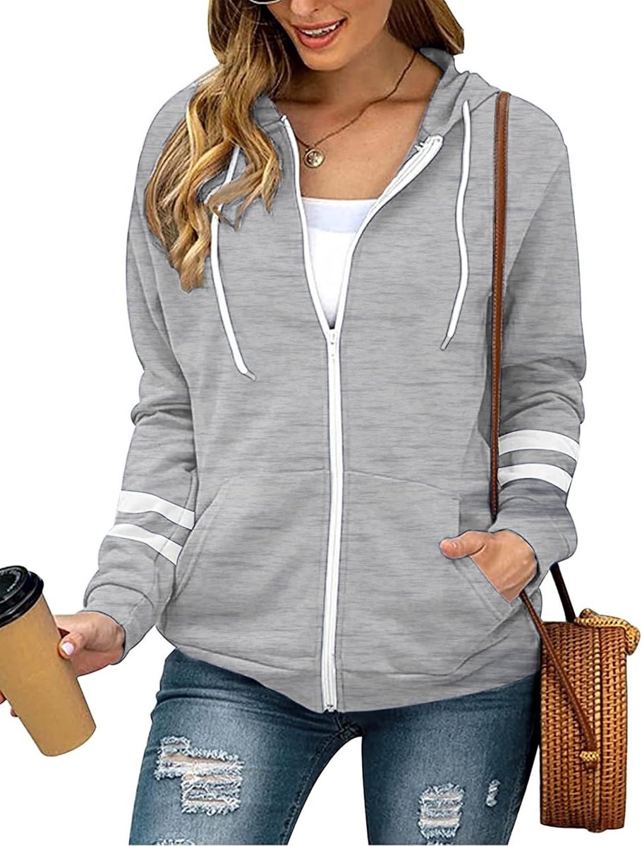 Sweatjack voor dames, met capuchon, lange mouwen, rits, hoodie, ritssluiting, fleecejack, sport, sweatshirt, joggingjack