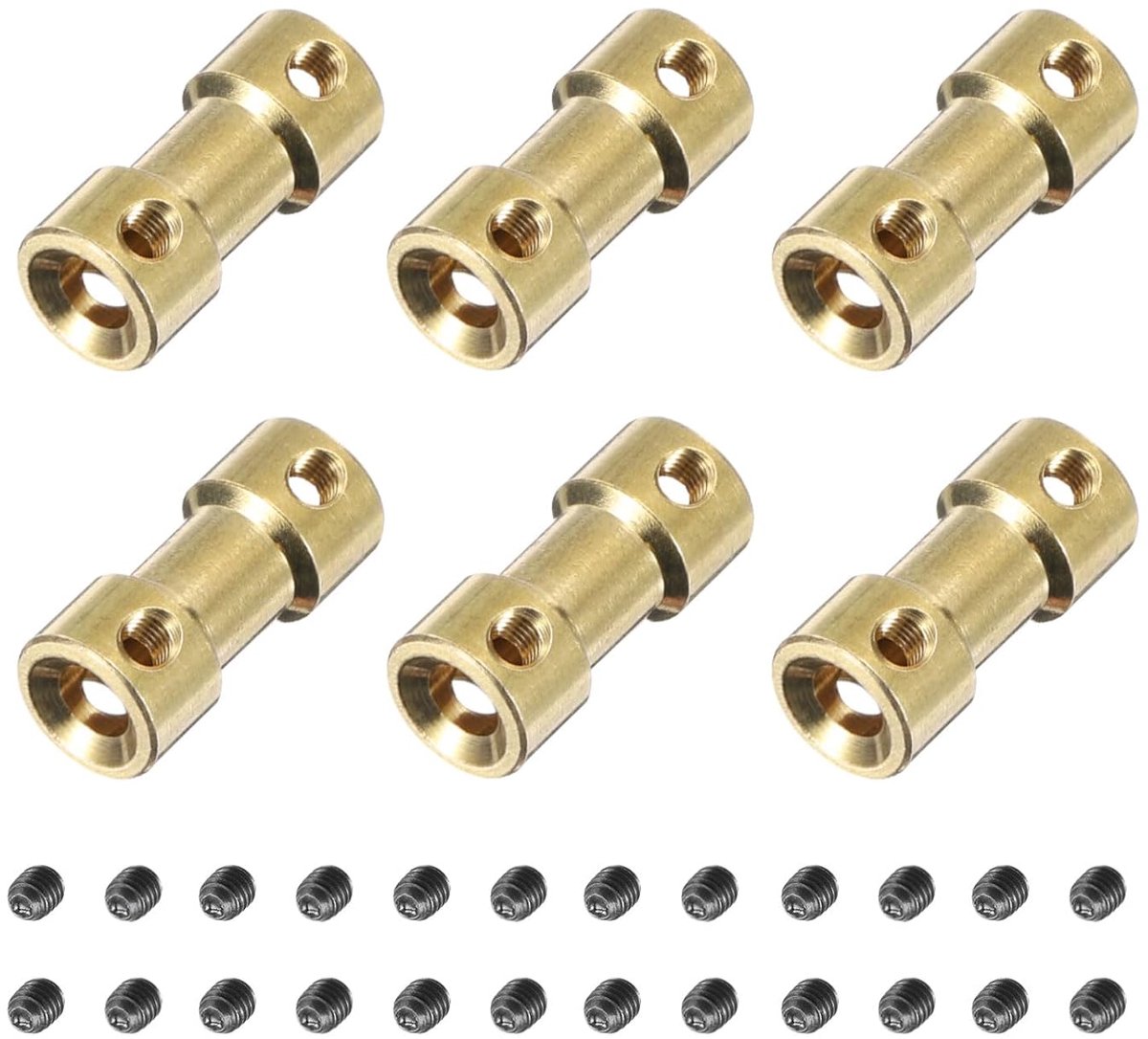 6 stuks 4 mm tot 5 mm messing askoppeling verbindingsstuk met schroeven flexibele motoraskoppeling voor RC modelauto vliegtuig motor banden as