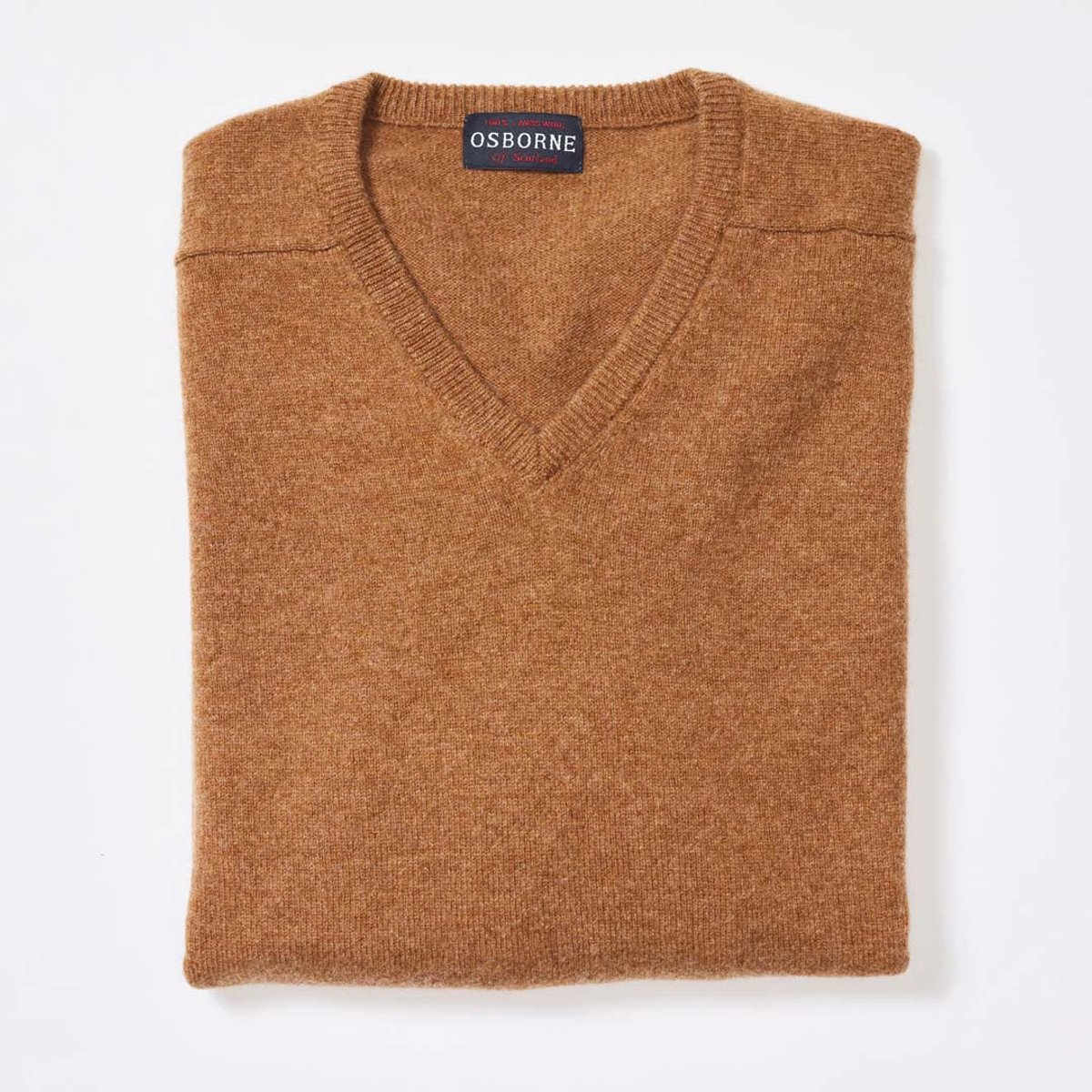 Osborne Knitwear Trui met V hals - Sweater heren in Lamswol - Pullover Heren - Gazelle - L