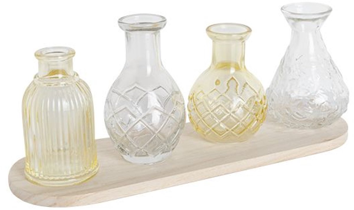 Vaas 4st Mix Geel 30x10xh12,5cm Glas Colorbox