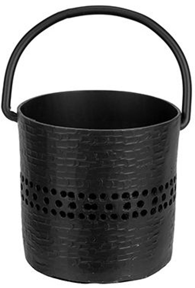 Lantaarn Vintage Zwart 9x9xh9cm Aluminiu M