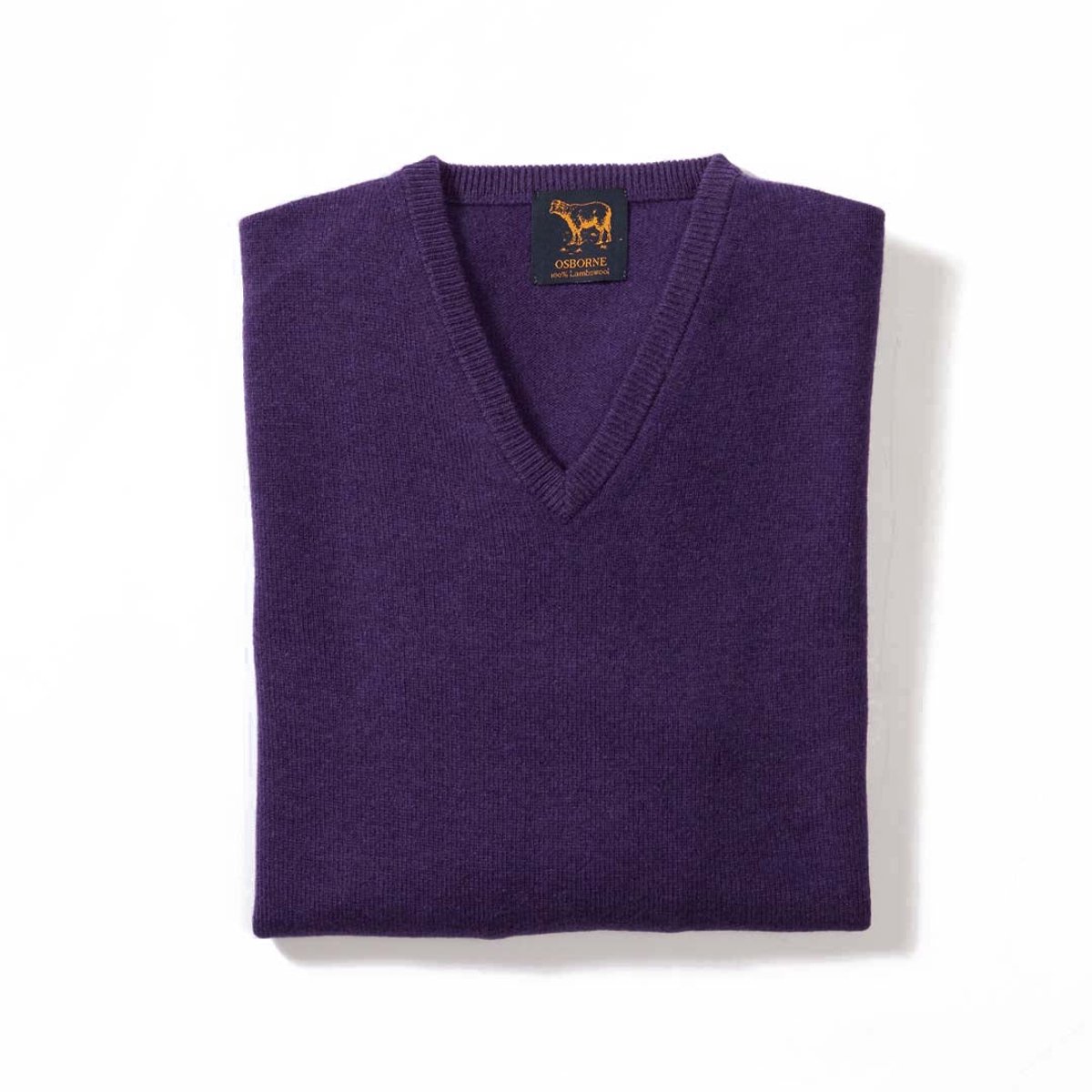 Osborne Knitwear Trui met V hals - Sweater heren in Lamswol - Pullover Heren - Aubergine - XL
