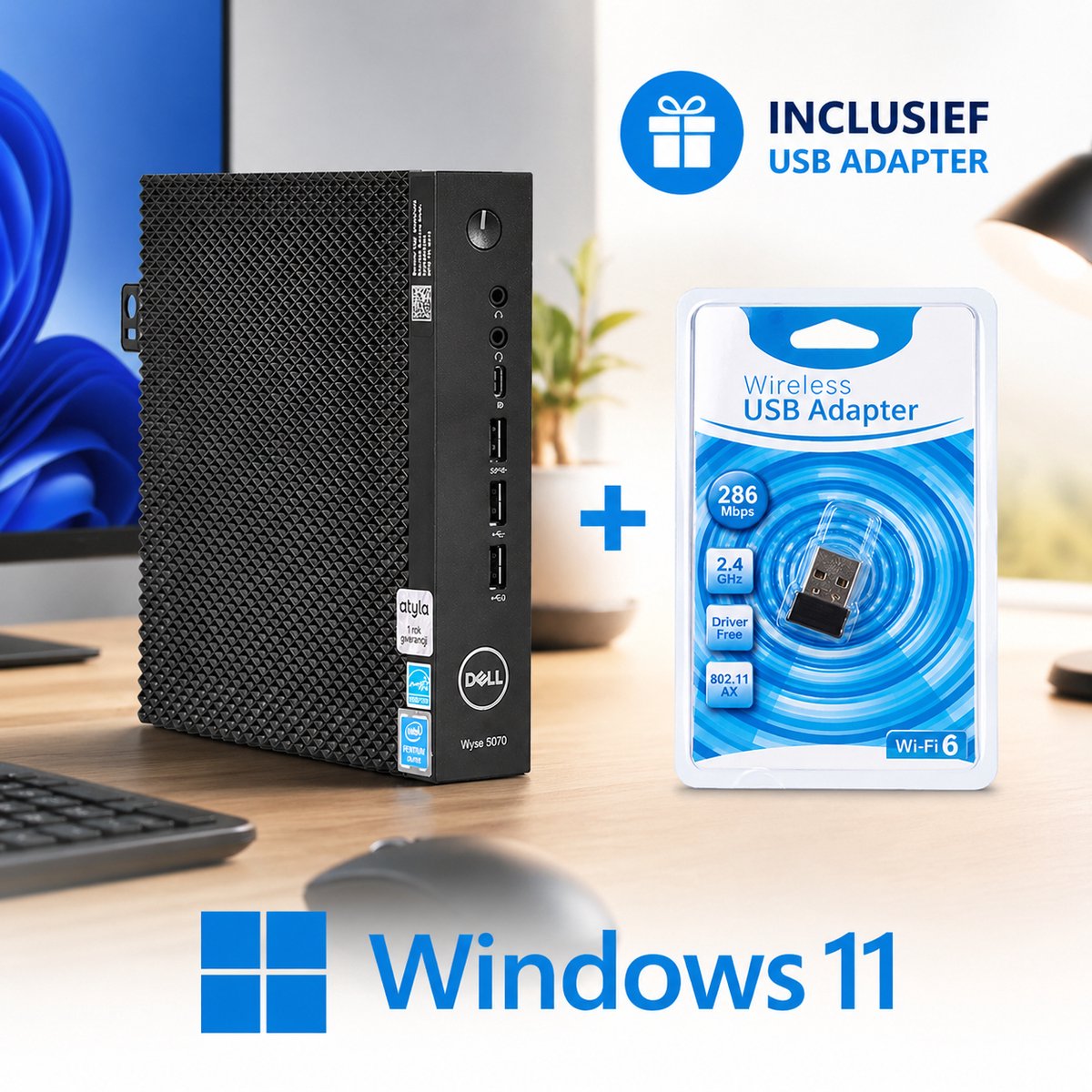 Dell Wyse 5070 - Mini Desktop - Intel Celeron J4105- 8 GB - 64 GB SSD - Windows 11 - VGA - DisplayPort thumbnail 6