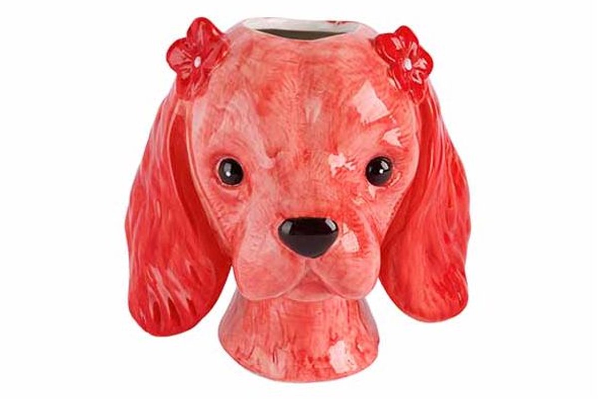 Bloempot Dog Rood 19x16xh18cm Dolomiet