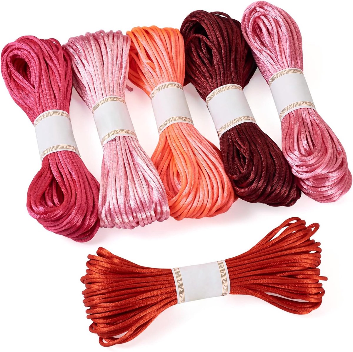 120M Satijn Koord 3Mm Polyester Borduurwerk Draad Chinese Knoop Kruissteek String Voor Gevlochten Armband Sieraden Maken Roze Rood