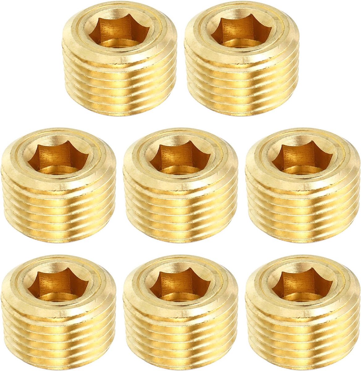 1/2" NPT messing zeskantige verzonken stop, 8 pakketten teller zinken binnenzeshoek schroefdraad bus stekker stekker voor water olie gas pijp