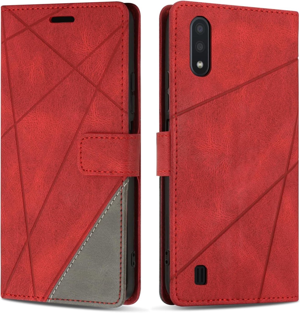 Hoesje voor Samsung Galaxy A10 / Galaxy M10, Premium Lederen Portemonnee Beschermhoes Telefoonhoesjes met Kaartenvakken Beschermhoesje voor Galaxy A10 / Galaxy M10, Rood