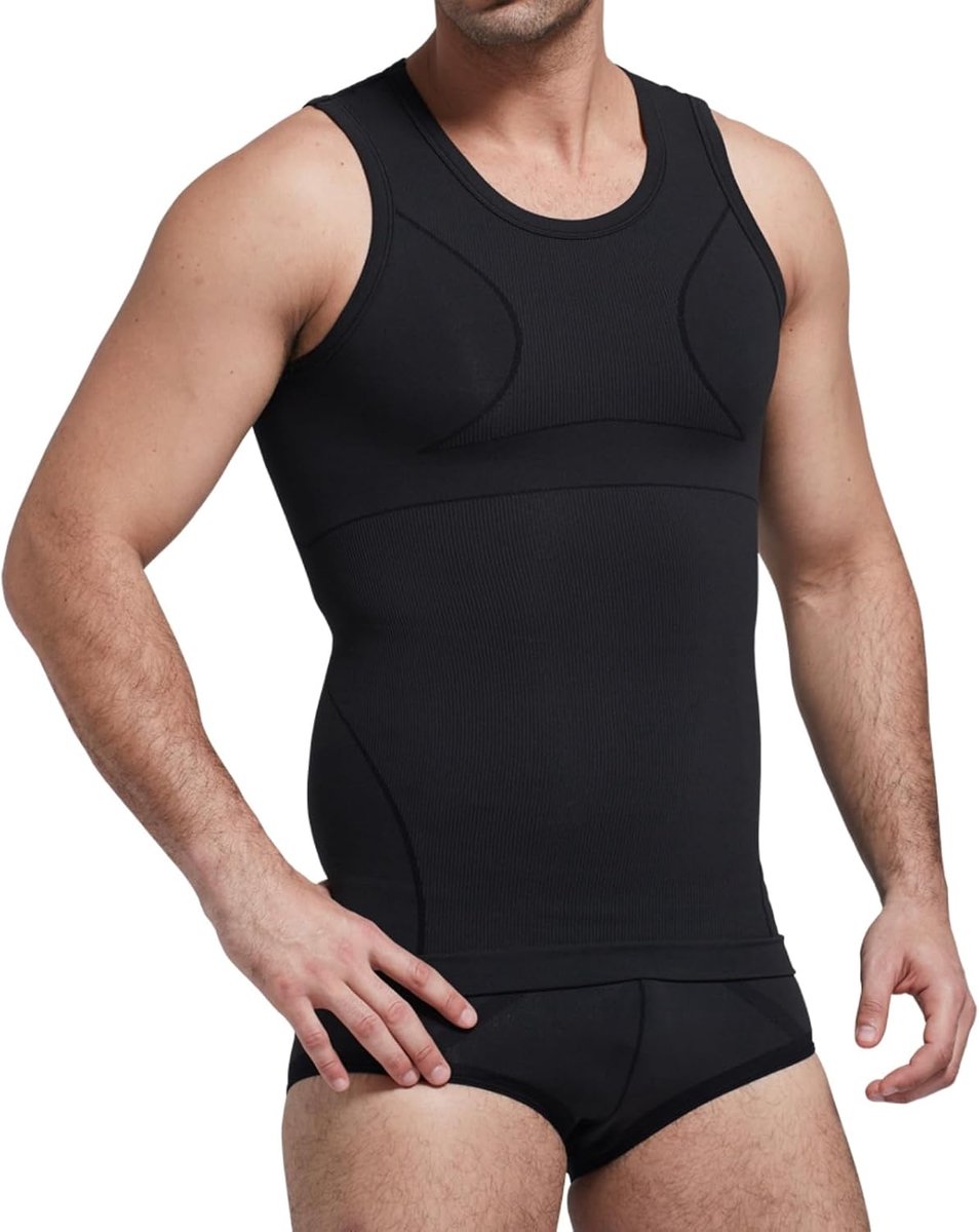 Bamboe Houtskool Compressie Vest Verbergen Moobs Undershirts Mens Afslanken Body Shaper Vest Elastische Slanke Shapewear