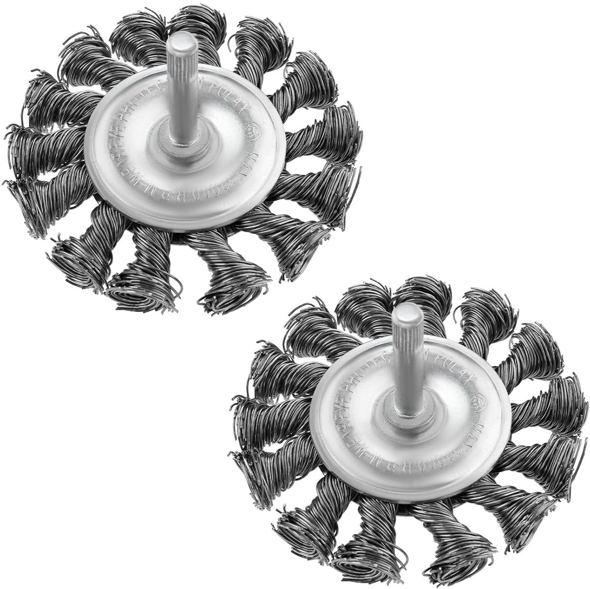 2Pcs Twist Knoop Draad Wiel Borstel Voor Boor Schacht Gemonteerd 6Mm Rotary Staal Twist-Knot Wiel Cup Borstel 75Mm Voor Roest Verwijdering Corrosie Verf