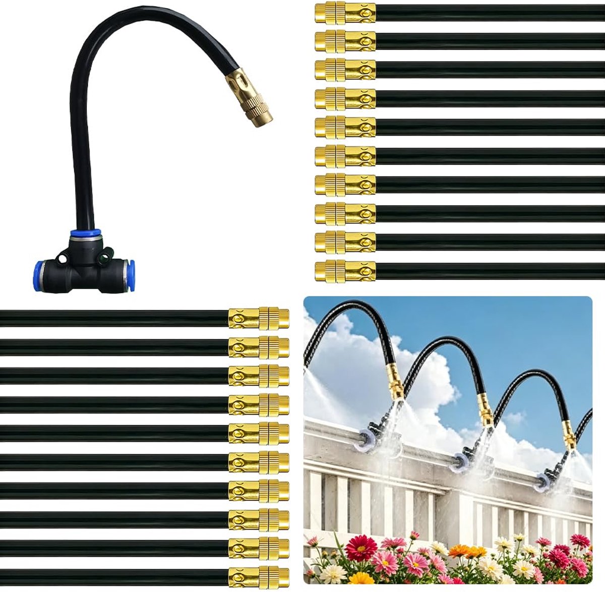 20 stuks, 20 cm instelling nevelmondstuk, 360 graden flexibele sproeisproeiers, irrigatie, sproeisproeikoppen voor tuinen, outdoor-mistkoelsysteem, landschap, planten