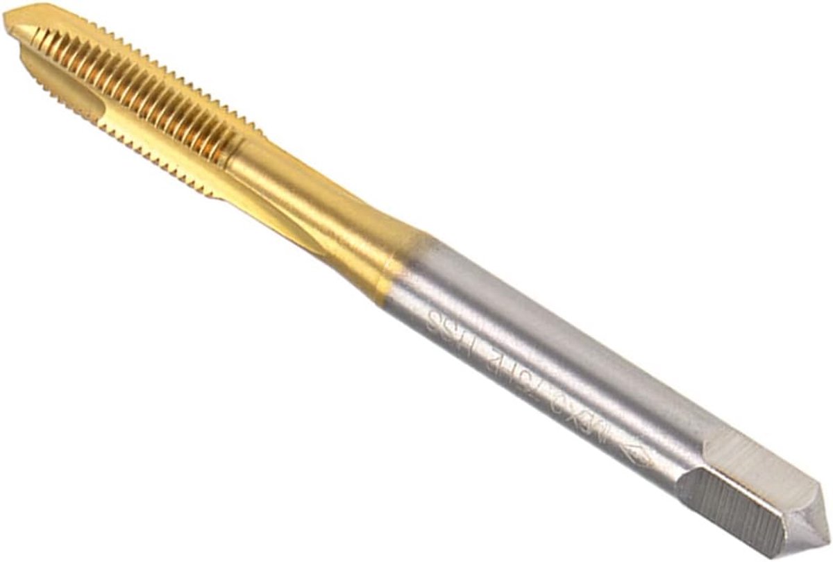 2 stuks spiraalvormige kranen metrisch M6 x 0,75 schroefdraad titanium coating snelstaal 6542 schroef frezen draadsnijder - (toepassing: voor afluisteren boring machine)