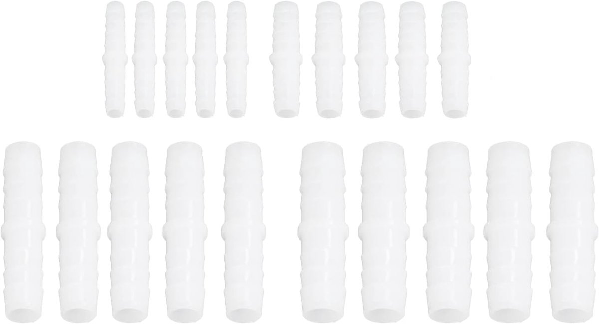 10Pcs Plastic Slangpilaar Fitting Rechte Gelijke Prikkeldraad Splicer Mender Tubing Pijp Joint Union Adapter voor Lucht Water Brandstof Wit(6-6mm straight through)