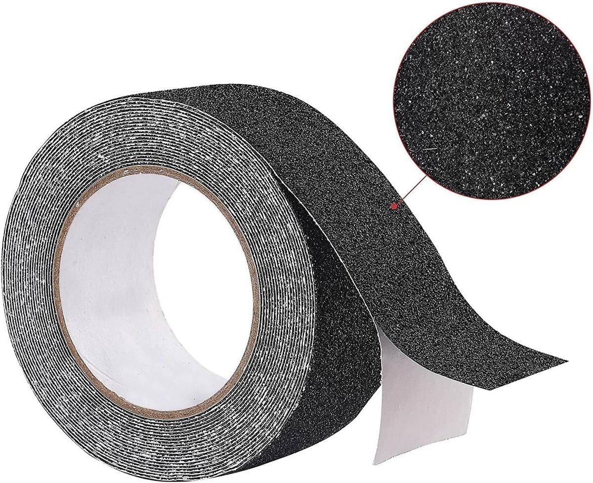 Antislipstrips voor trappen en badkamer, zwart, antislip plakband, 10 m x 5 cm, antislipband, zelfklevend, traptredeband, waterdicht, antislip band voor binnen en buiten