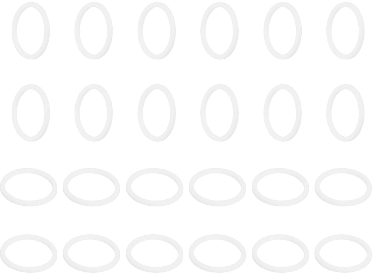Platte PTFE-sluitringen, 24 stuks, 29 mm, 24 mm, DI, 2 mm dik, afdichtring voor kranen, buizen, schroeven, machines, wit