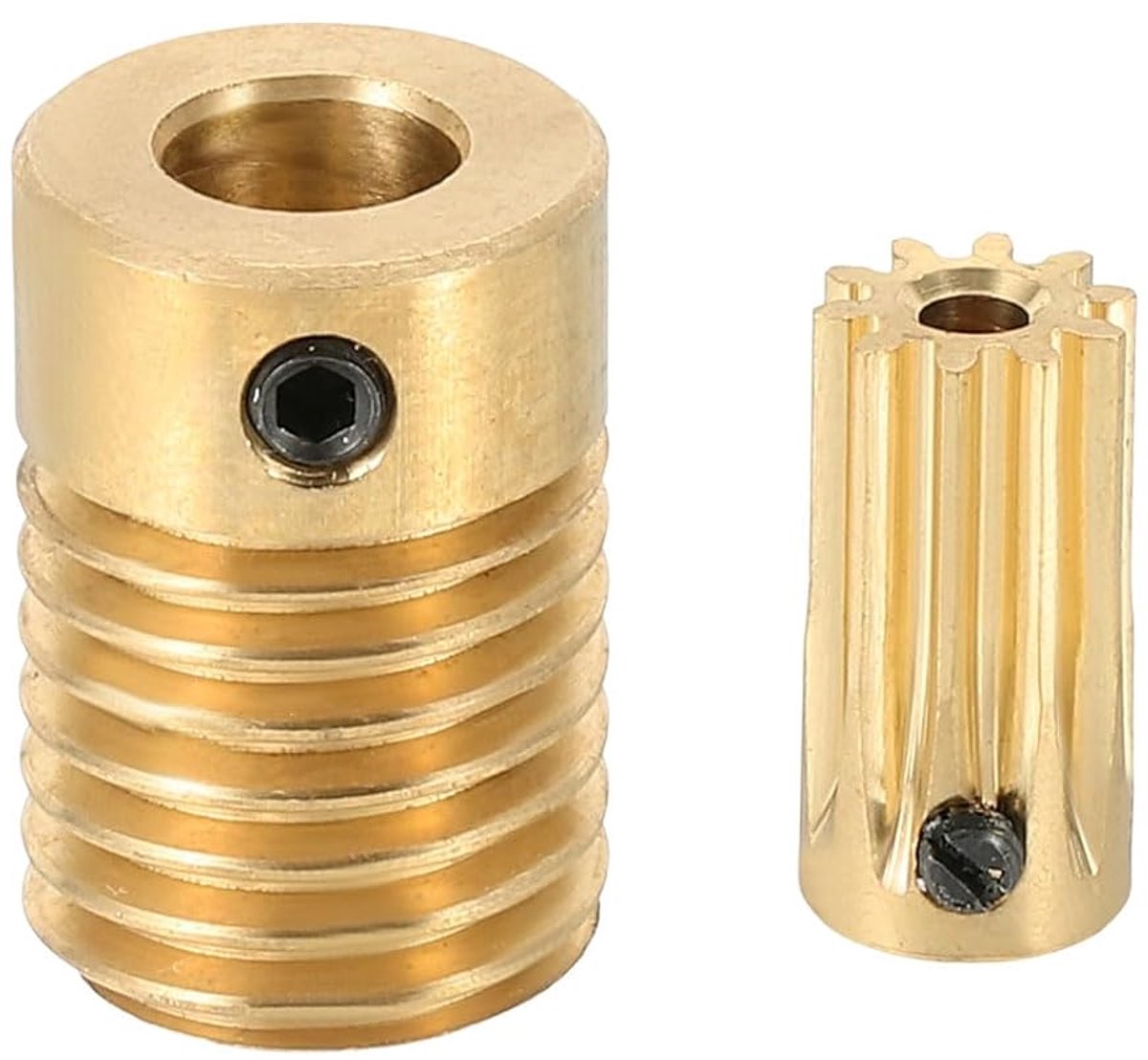 Schroefwielset 10T 0.5 module 10:1 overbrengingsverhouding rechtsdraaiend aandrijftransmissie wiel reductieaandrijving transmissiedeel (messing wiel 2 mm boring messing stang 6 mm boring)