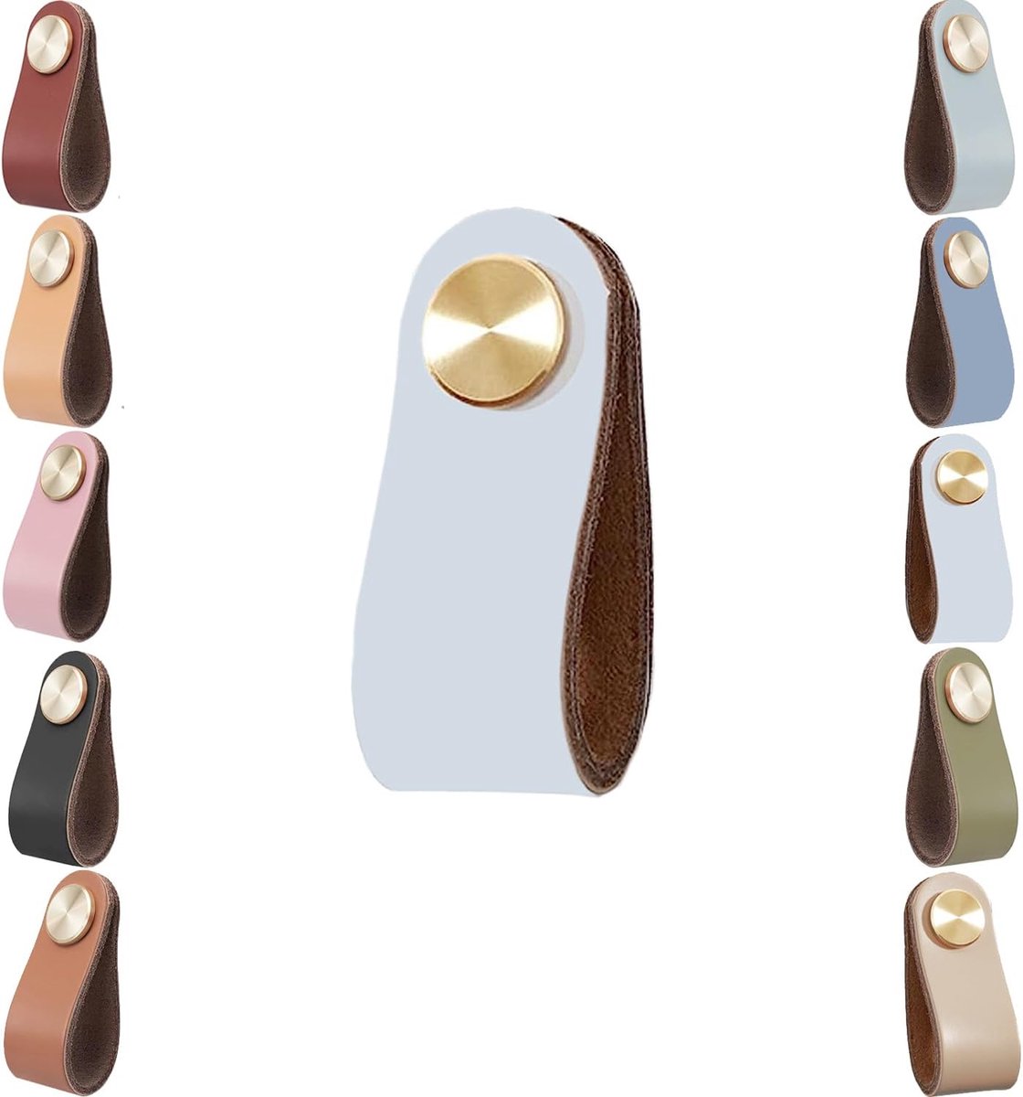 2 stuks lederen handgrepen voor meubels, kastgrepen, meubelgrepen, ladegreep, moderne meubelknoppen, kast, koperen gesp, handgrepen voor keukenkasten, kasten, deur, wooncultuur