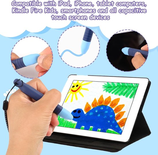 Styluspen voor Touchscreens, Capacitieve Styluspen met Ketting Kindertablet-Styluspen Kinderkrijt-Styluspen voor Touchscreen-Apparaten Smartphones Tablets (Blauw) — afbeelding 3