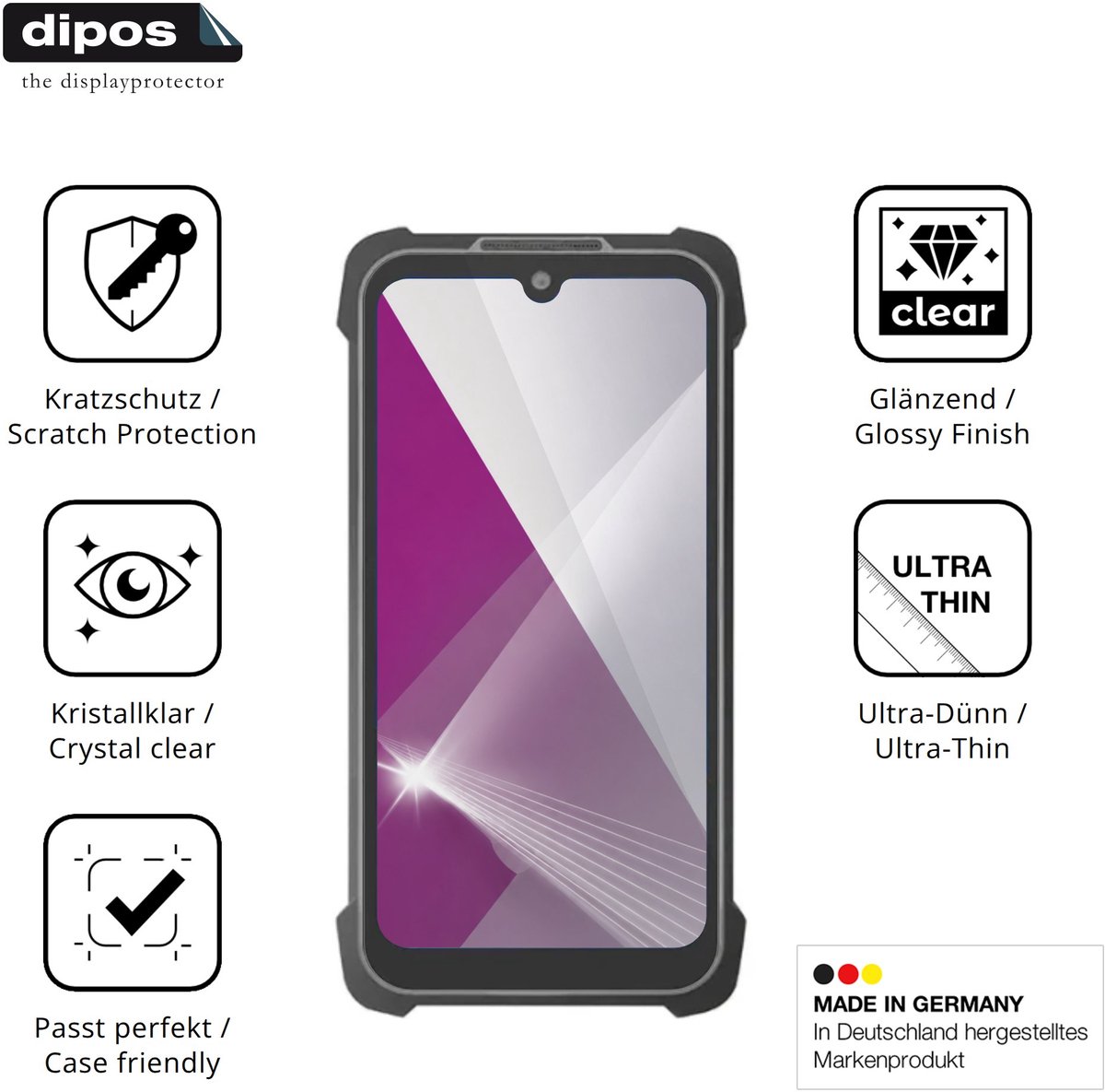 dipos – 4x Beschermfolie geschikt voor Conker SX56 | Krasbestendige & heldere Screenprotector Ultra-Thin