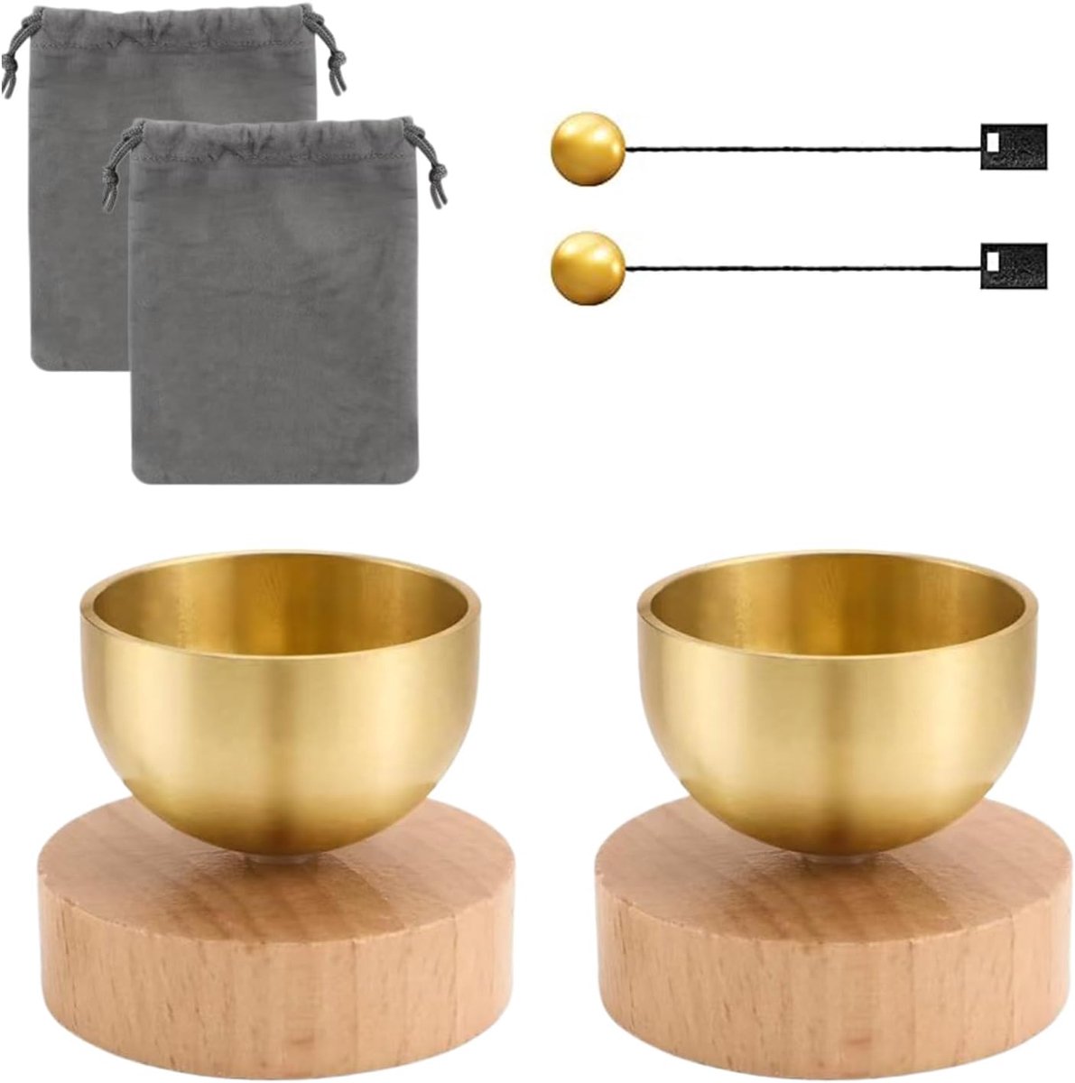 2 stuks kleine Tibetaanse Flangschalen: mini-klankschalenset van hoogwaardig messing, 40 x 34 mm Tibetaanse klankschaal voor yoga, meditatie en ontspanning, mindfulness, stressvermindering