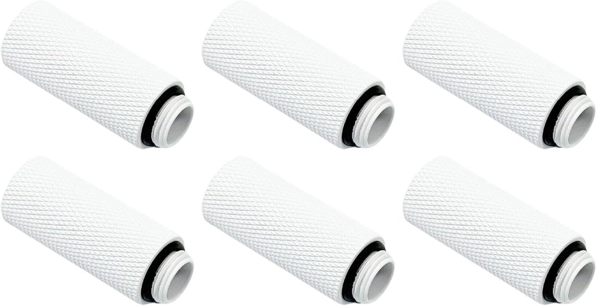 6-Pack G1/4 Extender Fitting 40mm, M-F, Wit, Messing