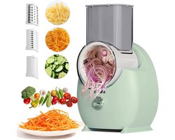 Bobypet - Elektrische kaasrasp - Roterende groenterasp 50 W - Met 3 verwisselbare messen - Voor kaas en groenten - Voor de thuiskeuken - 17 x 17 x 29 cm - Groen