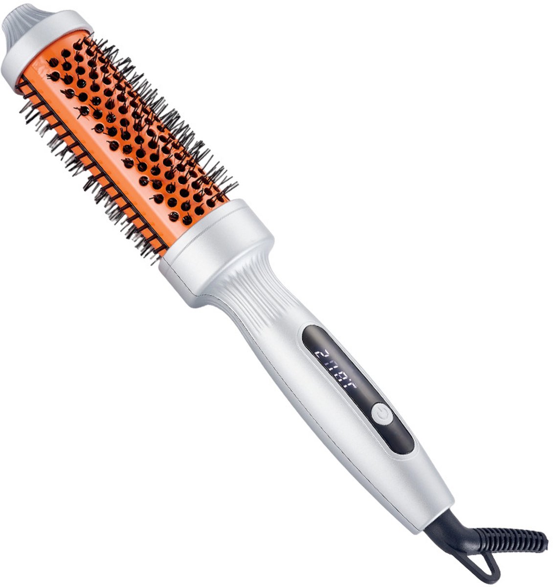 Thermal Brush Krulborstel - 38 mm thermische borstel keramiek, Hot Brush ronde borstel met hitte, warmteborstel, haarborstel met digitaal display, 3-in-1 hete ronde borstel, te gebruiken als kam - zilver