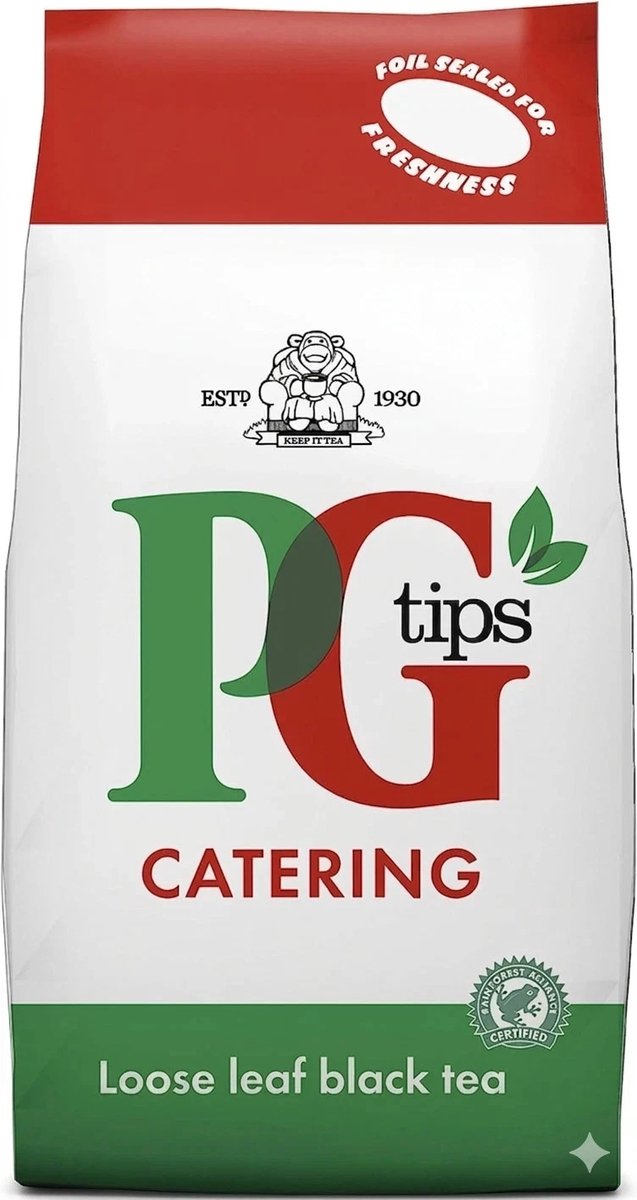 PG Tips 1 x 1,5 kg Premium Losse Zwarte Thee - Horeca Voordeelverpakking - 1,5 kg Totaal - Hoogwaardige Kwaliteit Ideal voor Catering & Grootverbruik met Kajal Sticker