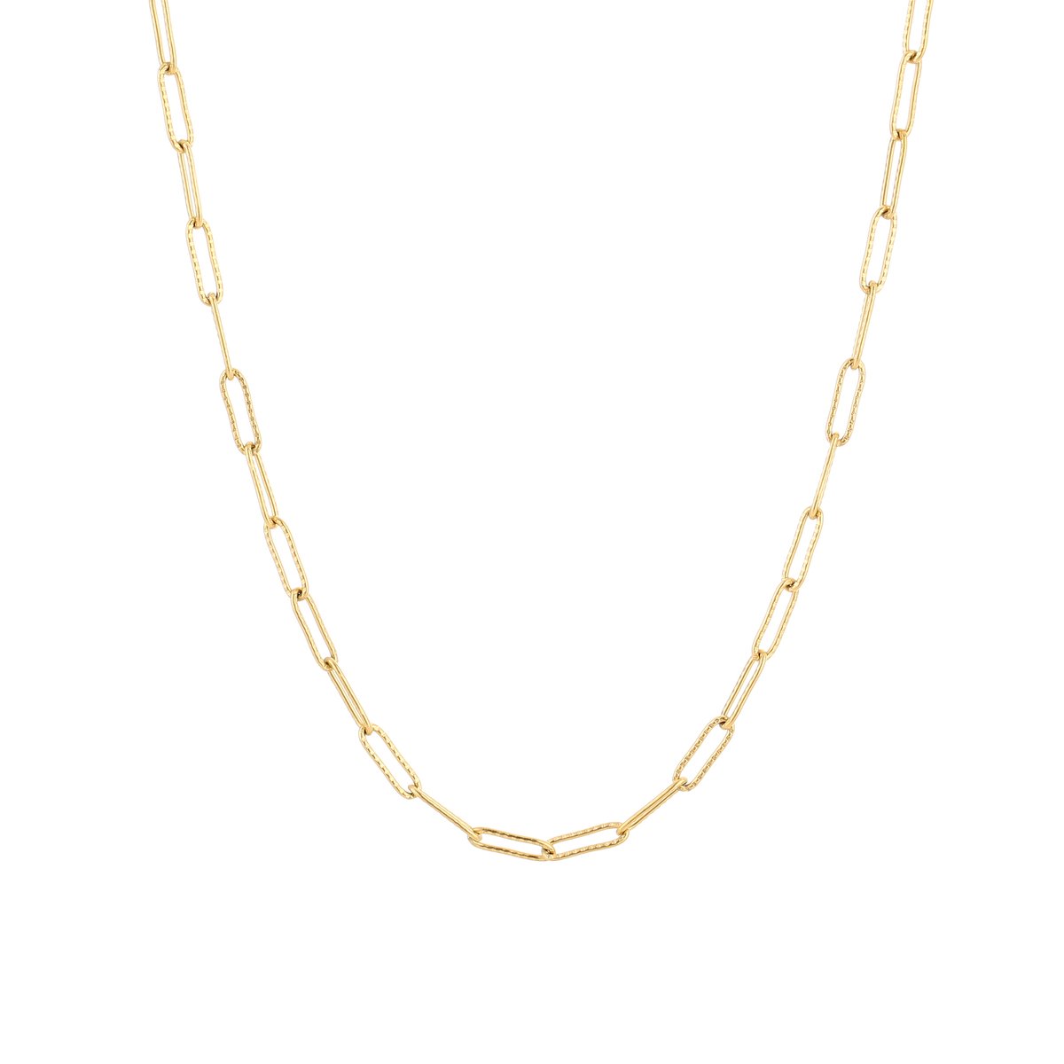 Klassieke Paperclip Schakelketting – Basic Paperclip Ketting – RVS - Goud