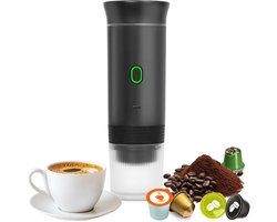 Draagbare Espressomachine - Reis Koffiezetter - Overal Koffie Maken - 3-in-1 Werking - 9 x 27 x 9 cm - Zwart
